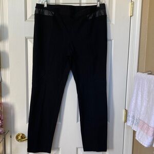 Alfani Black Straight-Leg Pull-On Dress Pants with Faux Leather Trim